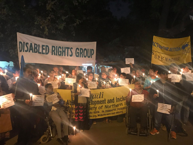 Candlelight vigil seeking early passage of Bill for RPWD